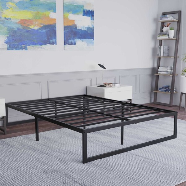 Flash Furniture 14 Inch Full Metal Platform Bed Frame/Steel Slats MP-XU-BD10001-F-BK-GG - main